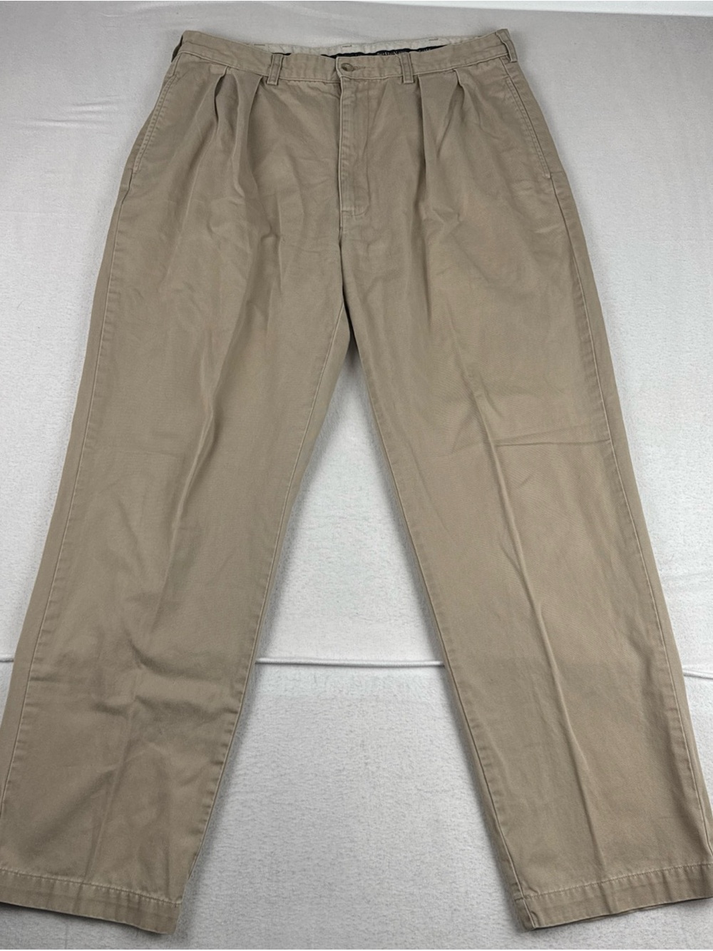 VTG Polo Ralph Lauren Andrew Mens Chino Khaki Pants fits 34*30 Tan Preppy logo